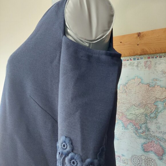 Eliza J- Blue Dress Cold Shoulder Bell Sleeve Exposed Zip Back Women's Size 12 - Picture 3 of 12